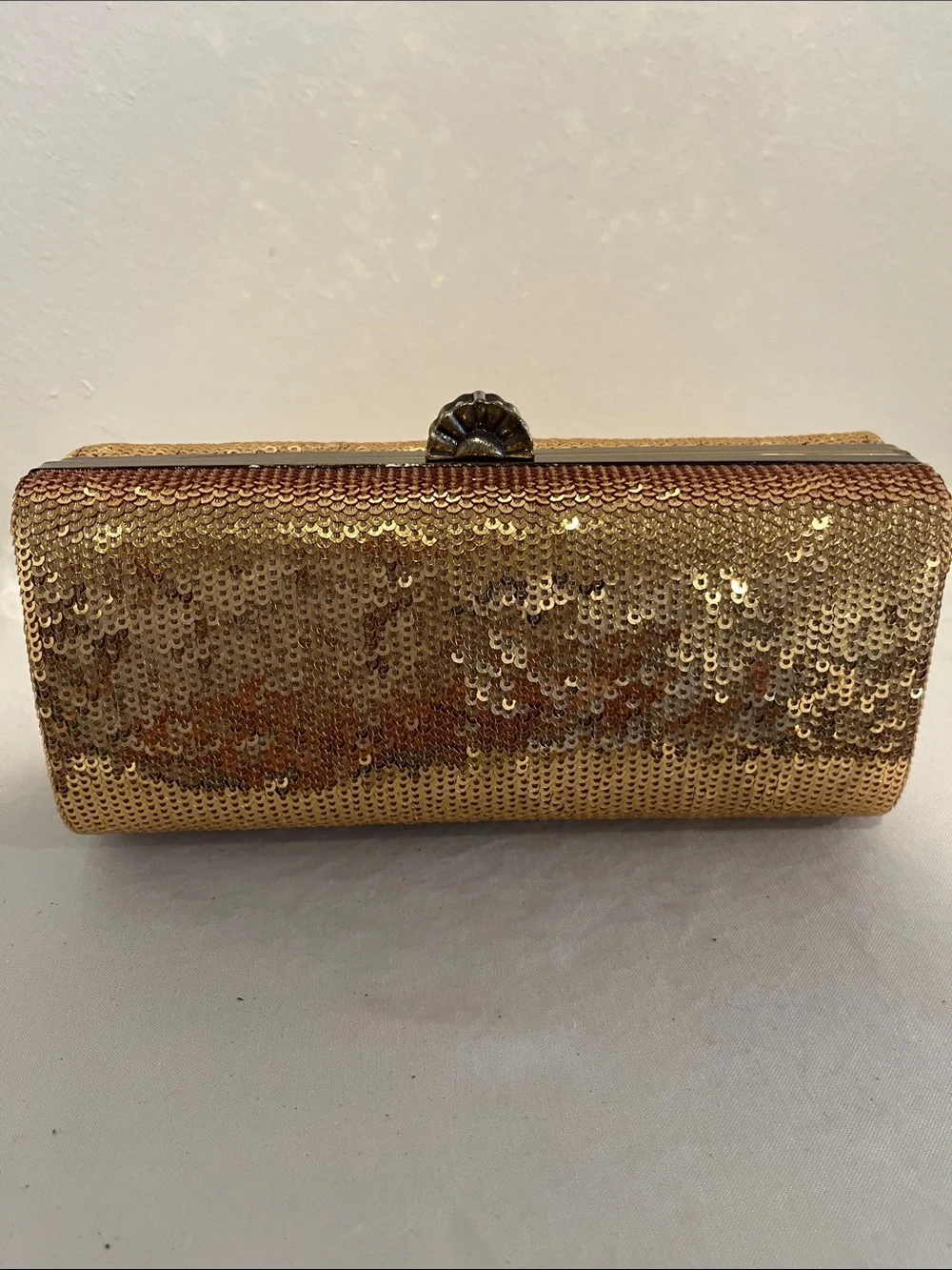 Gold Sequin Evening Clutch Wristlet